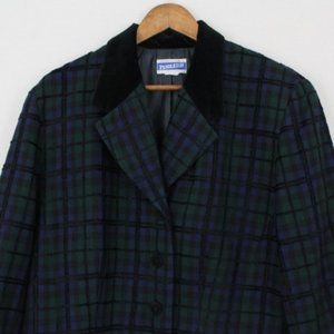 Pendleton Black/Blue/Green Textured Plaid Blazer